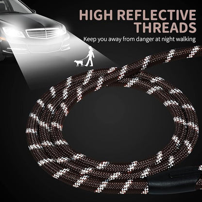 Long Dog Leash for Training 15Ft-Reflective Nylon Rope with Swivel Hook-Recall Agility Lead for Large Small Medium Dogs Outside Walking Hiking-Brown