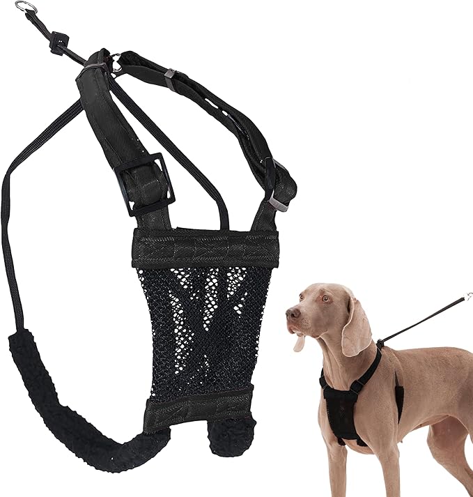Sporn No Pull Dog Harness, Durable Nylon Mesh Harness for Large Dogs, No Choke Design, Padded Restraint Sleeves, Adjustable Fit, Easy On/Off, Large/XL for Extra Large Breeds, Black