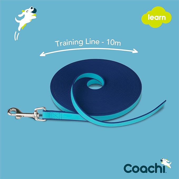 Coachi Training Line 10m Safe Training Outdoors, Recall Training, Dog & Puppy Socialisation, Lightweight, Waterproof, Perfect for Stopping Chasing. Suitable for Medium & Large Dogs & Puppies