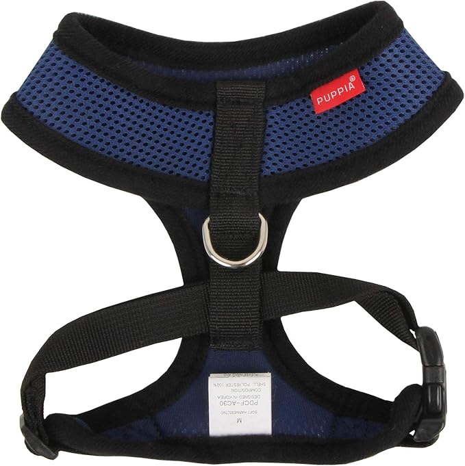 Puppia Soft Dog Harness No Choke Over-The-Head Triple Layered Breathable Mesh Adjustable Chest Belt and Quick-Release Buckle, Royal Blue, XX-Large