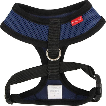 Puppia Soft Dog Harness No Choke Over-The-Head Triple Layered Breathable Mesh Adjustable Chest Belt and Quick-Release Buckle, Royal Blue, Medium