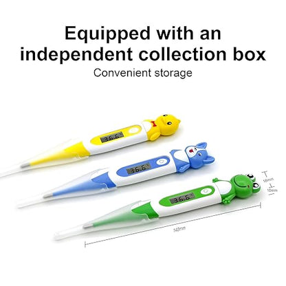 Digital Thermometer for Adults & Kids, Cartoon Design Oral Thermometer for Babies, Accurate Body Temperature Reading in 60 Seconds,with Fever Alert Sound Feature - 3 Pack