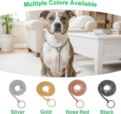 Dog P Snake Chain Chrome Plated Metal Dog Training Choke/Collar-Fully Guaranteed Against Rust Tarnish or Breakage-Recommended for Professional Training (Black, 5mm * 26")