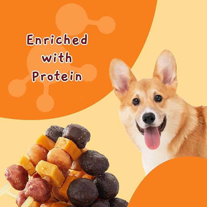 Jungle Calling Dog Treats,Dogs Kabob with Cod Stick, Rawhide-Free Chews, Made with Chicken, Duck, Beef, Sweet Potato and Pumpkin (Pack of 2)