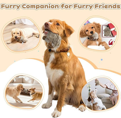 Pawaboo Plush Dog Toy, Non-Toxic Super Soft Faux-Fur Hedgehog Dog Toy Squeak Aninal Toy Stuffed Biting Training Playing Toys for Dog Puppy, Brown