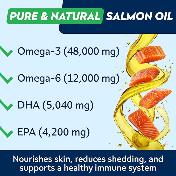 STRELLALAB Fish Oil Omega 3 6 9 Chews for Dogs - Allergy and Itch Relief - Flea and Tick Chews for Dogs - Skin and Coat Supplement - Shedding, Itchy Skin Relief - 170Ct - Chicken Liver