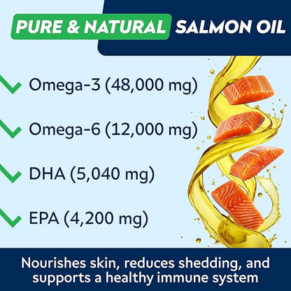 STRELLALAB Fish Oil Omega 3 6 9 Chews for Dogs - Allergy and Itch Relief - Flea and Tick Chews for Dogs - Skin and Coat Supplement - Shedding, Itchy Skin Relief - 170Ct - Chicken Liver