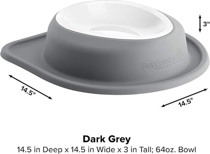 WeatherTech Single Low Pet Feeding System w/Plastic Dog/Cat Bowls - 64 oz (8 Cups) Dark Grey (PSL6403DG)