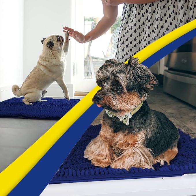 Muddy Mat® | Super Absorbent Door Mat Indoor, Microfiber Quick Dry Chenille Entryway Rug, Non-Slip Front Door Mat, Indoor Mats for Entryway, Machine Washable Pet Rug, Navy Blue 24"x120"