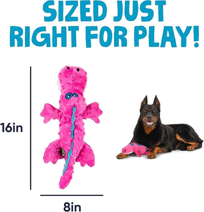 goDog Gators Squeaky Plush Dog Toy with Chew Guard Technology, Durable Fabric & Squeaker for Active Play, Pink, Large