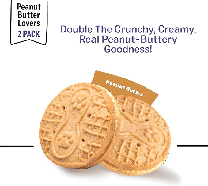 Three Dog Bakery Peanut Butter Lovers Dog Treats, Crunchy Sandwich Cookies for Dogs with Creamy Peanut Butter Filling, 28.8 oz