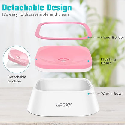 UPSKY No-Slip Slow Drinking Bowl - 35oz No Spill Pet Dispenser for Dogs and Cats