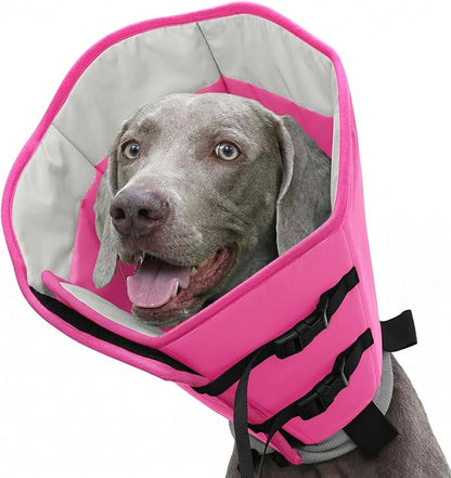 SUNFURA Soft Dog Cone, Adjustable Dog Cone Collar Alternative for Large Dogs, Comfy Pet Cones for Dogs to Stop Licking, Protective E-Collar After Surgery for Wound Healing, Pink XL