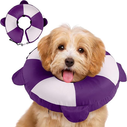 MIGOHI Soft Inflatable Dog Cone Collar,Adjustable Recovery Donut Collar for Dogs After Spay Surgery - Comfortable E-Collar for Small Dogs Puppies to Stop Licking Wounds (XS,Purple)