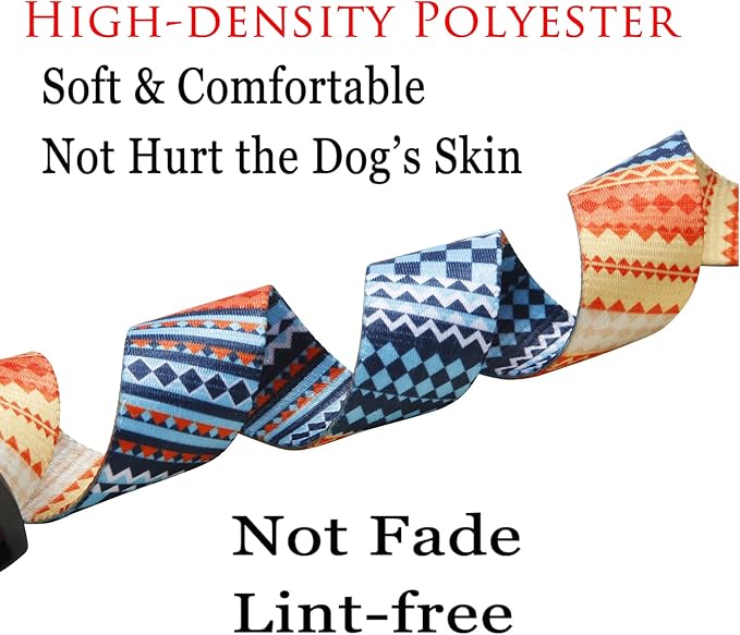 Mihqy Dog Collar with Bohemia Floral Tribal Geometric Patterns - Soft Ethnic Style Collar Adjustable for Small Medium Large Dogs（Bohemian Orange,M）