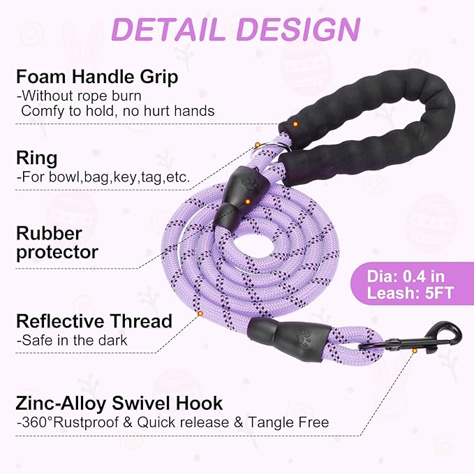 BEAUTYZOO Easter Dog Harness and Leash Set,Step in No Choke No Pull Soft Mesh Dog Harnesses Reflective for XSmall/Small Puppy Dogs Cats, Cute Coloful Egg Dog Vest for Outdoor Walking,Purple S