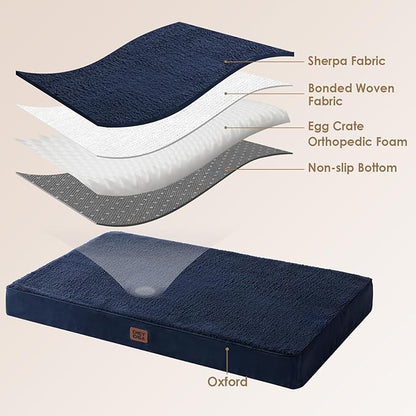 EHEYCIGA Orthopedic XL Dog Beds for Extra Large Dogs with Removable Washable Cover for Crate, Navy, 41x27