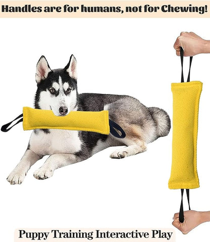 Clysoru Dog Tug Toy Double Pack Tough Jute Bite Pillow Training Equipment Puppy to Large Dogs Interactive