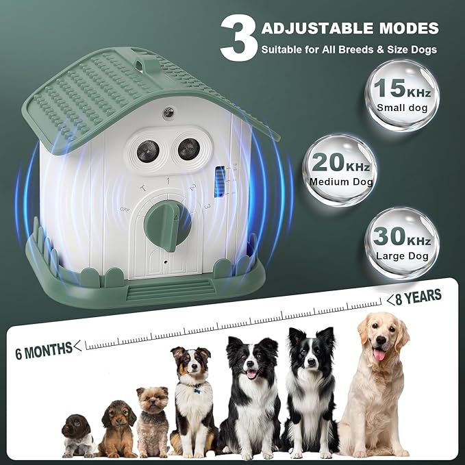 Anti Barking Device for Dogs, Ultrasonic Dog Bark Deterrent Devices with 3 Modes, 50Ft Range Stop Barking Control Devices for Dog Training in Outdoor Indoor, 1200mAh Rechargeable, Waterproof