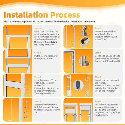 Dog Door for Sliding Glass Door with Magnetic Flat, Installed on Either Left or Right Side，Sliding Door Pet Doggie Door Insert with Lock, Adjustable Height No-Cut Required Doggy Door