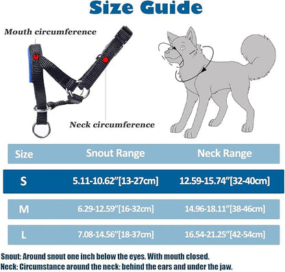 Dog Head Collar with Soft Fabric, Dog Head Harness to Stop Pulling with Adjustable Loop(S,Blue)
