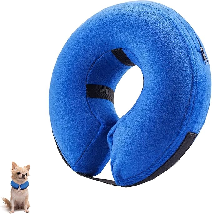 Inflatable Dog Cone for Small Dog Designed for Comfortable Post-Surgical Recovery Ultra-Soft Comfort Unblocked View No Disruption to Dog's Daily Life