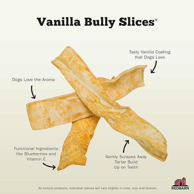 Redbarn Pet Products Bully Slices for Dogs Vanilla Natural Dental Treats 12 Bags