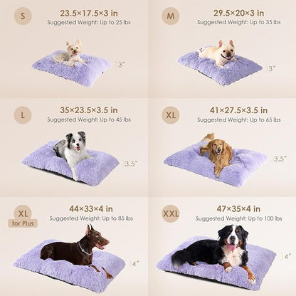 EHEYCIGA Fluffy Dog Crate Bed for Small Dogs, Plush Faux Fur Crate Pad, Calming Anti Anxiety Small Dog Bed, Washable Soft Warm Mat with Non-Slip Bottom, Purple