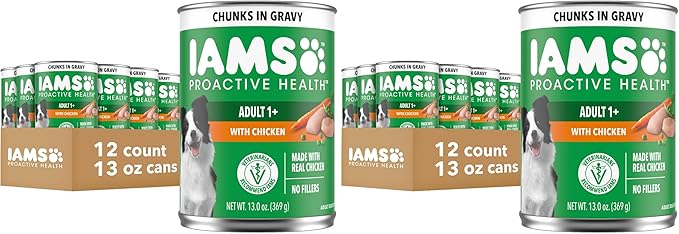Iams Proactive Health Wet Dog Food, Chicken Chunks in Gravy, 13 oz., Pack of 24