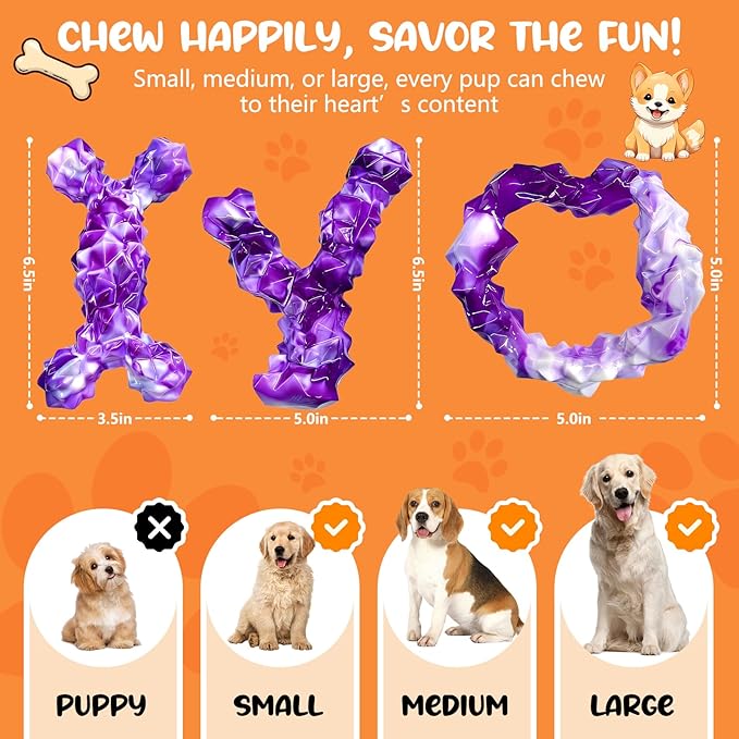 3 Pack Dog Chew Toys for Aggressive Chewers,Indestructible Dog Toy for Medium Large Dogs, Durable Chew Toys to Keep Dogs Busy,Super Chewer with Tough Nylon, Reduce Boredom & Anxiety（Bacon Flavored）