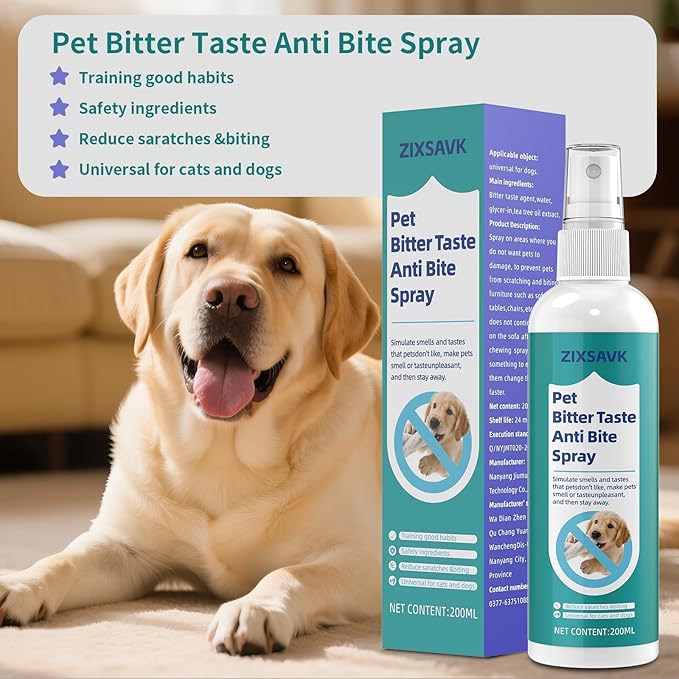 Bitter Apple Spray for Dogs - No Chew Spray for Dogs | Safe, Non-Toxic Chewing Deterrent | Stop Licking, Biting & Destructive Behavior | Training Aid (200ml)