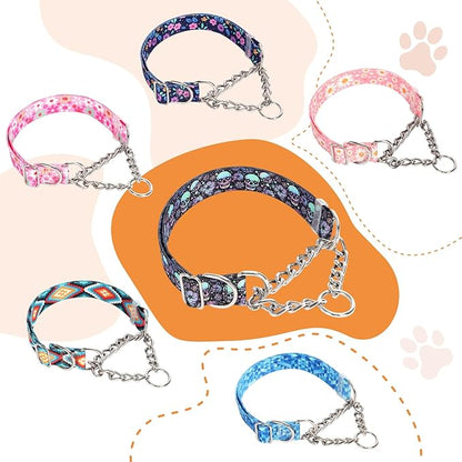 Skull Chain Martingale Collar for Dogs, No Pull Slip Cinch Choker Choke Collar Training Escape Proof Heavy Duty Dog Collar for Extra Large Medium Large Pet Boy Male Dogs, L