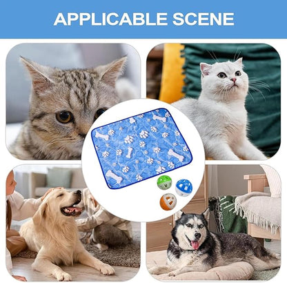 Puppy Pads with Pheromones, Training Pads for Dogs with 3 Random Color Bell Balls, Washable Pee Pads for Dogs, Reusable Puppy Pads with Pheromones, 40 x 30 cm Blue Pet Mat