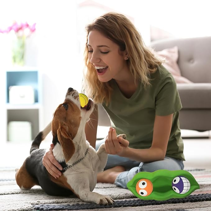 Multipet Three Peas in a Pod | Squeaky Chew Dog Toy | Fetch Interactive Pea Pod Dog Toys | 3 XL Latex Squeaky Balls | 3" (Ball Size)