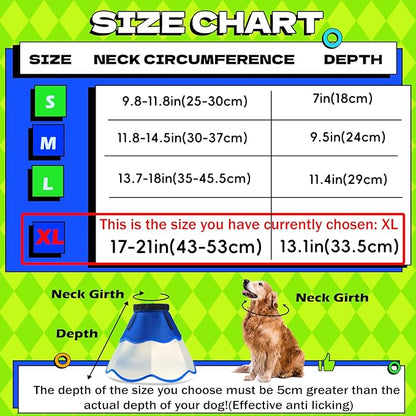 Hard & Heavy Plastic Dog Cone Collar Alternative for Extra Large Dogs (Adult Lab Golden GSD), Adjustable Elizabethan Protective Cone for Healing, Comfortable Recovery Collar Cone of Shame Anti-Lick