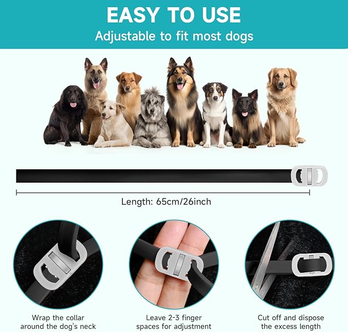 Flea and Tick Prevention for Dogs, 4 Pack Flea Collar for Dogs, Dog Flea and Tick Treatment, 32 Months Protection, Waterproof, Adjustable Collar for Dog, One Size Fits All for All Breeds, Black