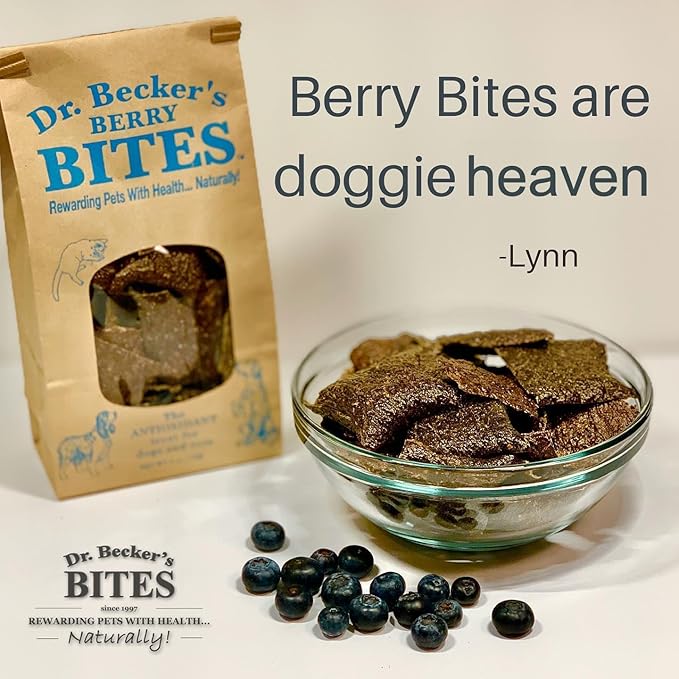 Dr. Becker's Berry Bites | Made from Acai Berry, Bilberry, Pomegranate, Blueberry | Grain Free Antioxidant Liver Training Treats for Dogs & Cats, 5 oz