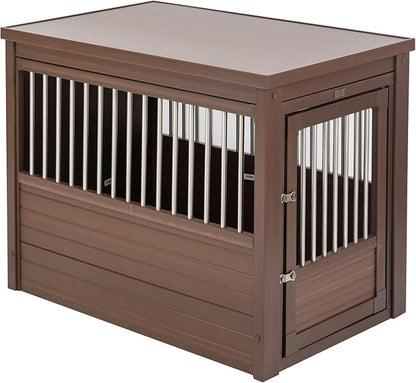 New Age Pet ECOFLEX InnPlace Dog Crate & End Table, Indoor Furniture Style Pet Kennel for Small, Medium, Large & XL Dogs, Durable Composite, Russet Brown, Large