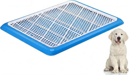 Mifoci 2 Pcs Dog Potty Tray Mesh Puppy Training Pad Holder Floor Protection Portable Pee Pad Pet Toilet Training Tray Litter Box Corner for Medium and Large Dogs (25.6 x 18.9 Inch,Blue)