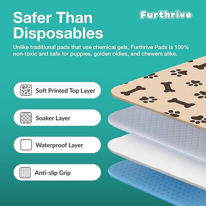 Furthrive Washable Pee Pads for Dogs with Pheromone Attraction, Reusable Puppy Pads, Waterproof Non-Slip Training Pad, 31.25 × 27.25 in, Pet-Friendly for Crates, Apartments, Puppy Supplies (One Unit)