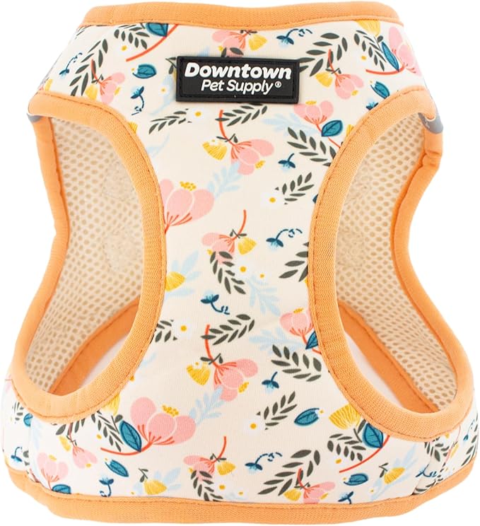 Downtown Pet Supply Step-in Dog Harness – No Pull, Adjustable Padded Mesh with Reflective Trim, Secure Buckle Strap – Comfortable & Breathable Small Dog Harness, MediumX-Large, Floral