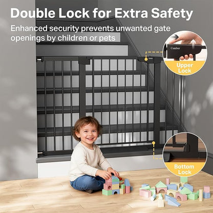 Cumbor 48" Wide 36" Extra Tall Baby Gate & Cumbor 51.5" Wide 36" Extra Tall Dog Gate, Durable Child Gate for Stairs, Doorways, Easy Walk Thru Dog Gate for House for Doorways