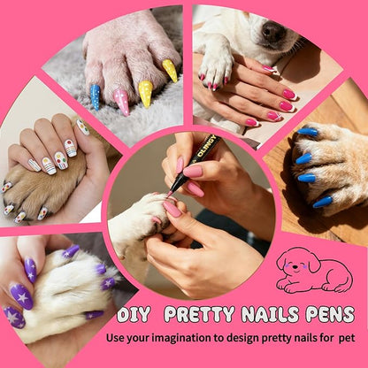 OLINGYOU 15 Colors Dog Nail Polish Pens Quick Dry, Pet Nail Polish Set for Dogs DIY Dogs Puppy Nails, Dog Safe Nail Polish Non Toxic, Odorless, Easy to Apply
