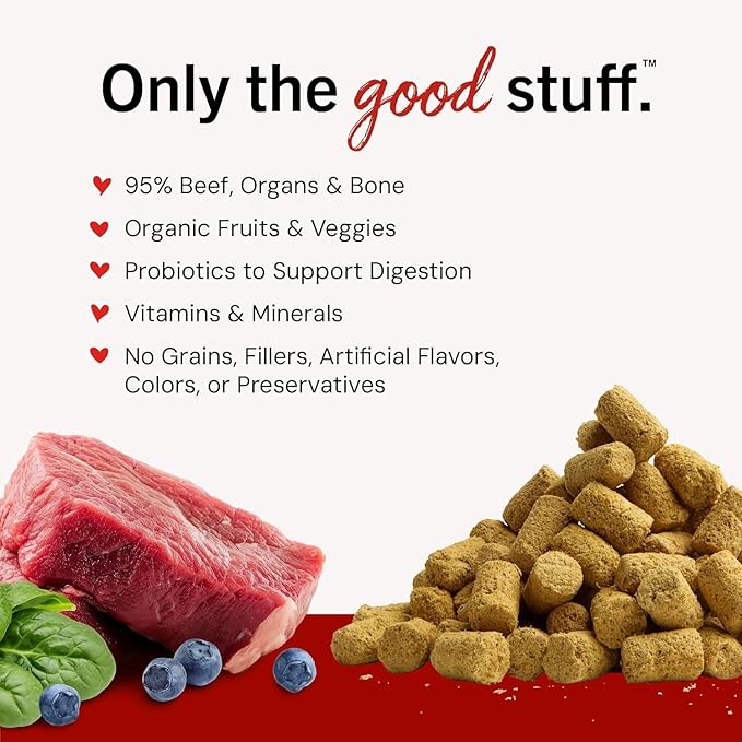 Stella & Chewy's Freeze-Dried Raw Beef Meal Mixers- Dog Food Topper and Mixer - Made with 95% Grass-Fed Beef,Organs & Bone - Perfect for Picky Eaters - Grain-Free - 35 oz,(Pack of 2)