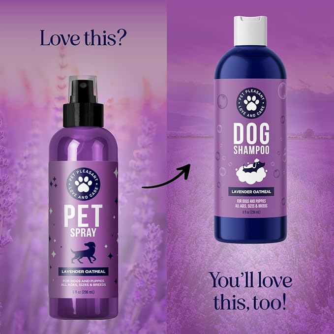 Lavender Oil Dog Deodorizing Spray - Dog Spray for Smelly Dogs and Puppies and Dog Calming Spray with Lavender Essential Oil - Lightly Scented Dog Deodorizer for Smelly Dogs and Dog Essentials