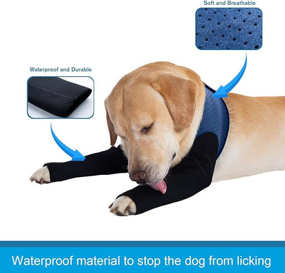 Coodeo Dog Recovery Sleeves, Cone Collar Alternative, Abrasion Resistant Dog Recovery Suit, Washable 2.5mm Thick and Waterproof, Pet Wounds Prevent Licking, Biting (Blue, XL)