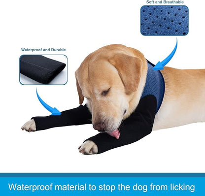 Coodeo Dog Recovery Sleeves, Cone Collar Alternative, Abrasion Resistant Dog Recovery Suit, Washable 2.5mm Thick and Waterproof, Pet Wounds Prevent Licking, Biting (Blue, L)