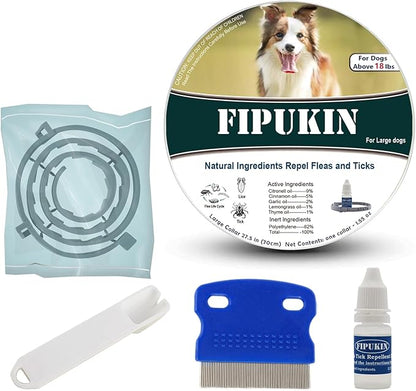 Flea and Tick Collar for Large Dogs, 1‑Pack | Dual‑Action Protection with Built‑in Repellent Drops, 8‑Month Waterproof Design | Natural Essential Oils, No Harsh Chemicals