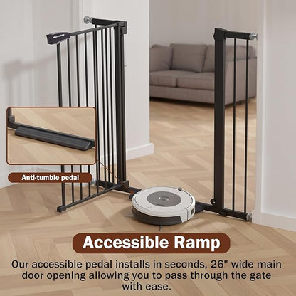Mumeasy 36" Extra Tall Baby Gate for Stairs and Doorways, 26-40" Auto Close Dog Gate Indoor, Easy Install Pressure Mounted Pet Gate, Safety Baby Gates with Door for Child and Pets