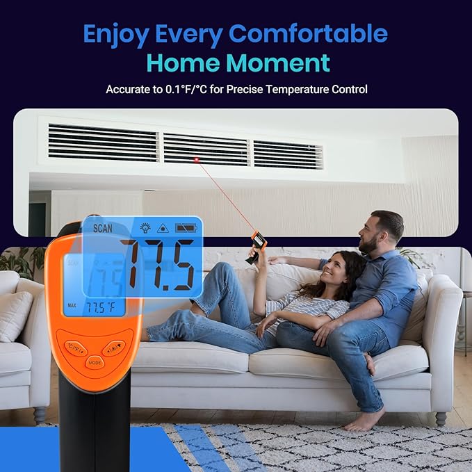 Etekcity Infrared Thermometer Laser Temperature Gun 1080, -58°F~ 1130°F for Meat Food Candy Pizza Oven, Heat Gun for Cooking, Kitchen, Fridge, Reptile, BBQ, HAVC, Adjustable Emissivity & Max Measure